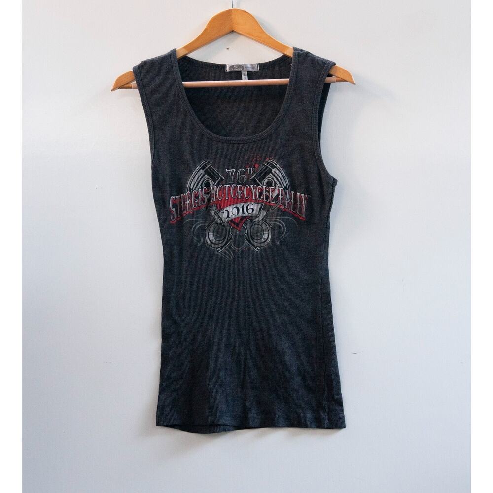 2016 Sturgis 76th Annual Motorcycle Rally Tank Graphics Red Gray Womens Large